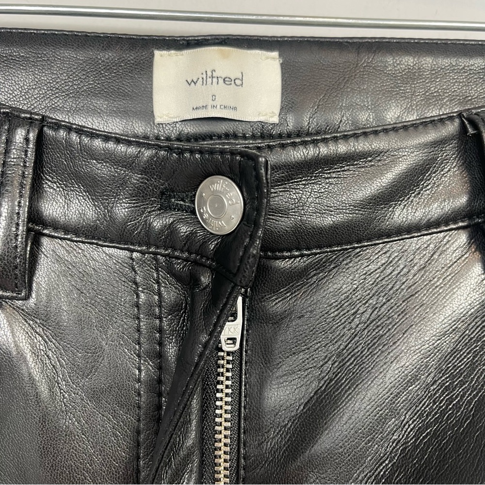 ARITZIA Wilfred The Melina Pant Black High Rise Straight Leg Faux Vegan Leather - Picture 7 of 16